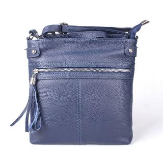 Malá džínově modrá kožená crossbody kabelka Vera Pelle no. 60