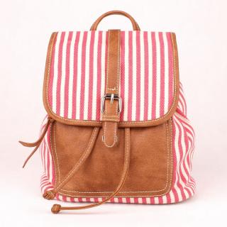 Malý městský batoh David Jones 5961-2 textilní růžovo-bílý