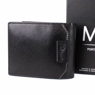 Menší luxusní hladká kožená peněženka Marta Ponti no. B636R + RFID černá