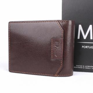 Menší luxusní hladká kožená peněženka Marta Ponti no. B636R + RFID tmavěhnědá