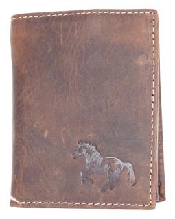 Pánská kožená peněženka Born to be Wild s koněm hnědá | KabelkyproVas
