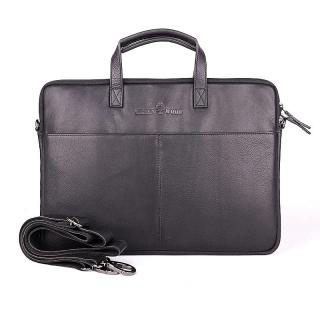 Pánská kožená taška do ruky GreenWood LP-14 na notebook až 14  černá