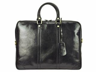 Pánská velká luxusní kožená hladká business taška do ruky Gregorio 02 černá