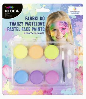 Barvy na obličej KIDEA pastel 6 ks
