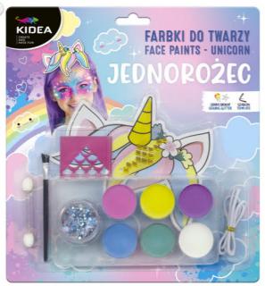 Barvy na obličej UNICORN se samolepkami, brokátem a čelenkou