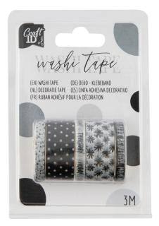 Dekorační lepicí páska - Washi pásky, 3 m - černé