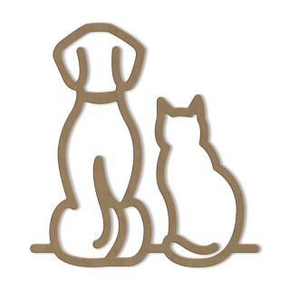Dřevěný výřez k dekoraci Gomille - Kočky varianta: Pes a kočka, obrys, 26x27,6cm