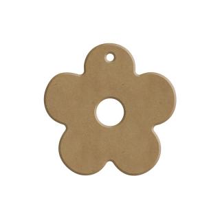 Dřevěný výřez k dekoraci Gomille závěsný, 7 x 7 cm – kytička