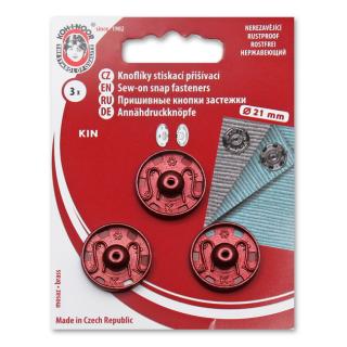 Knoflíky stiskací patentky KIN Ms průměr 21mm (v.8) 3ks/karta varianta: Metalická červená