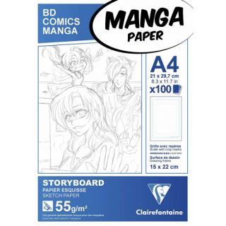 Papíry na ilustraci Manga bílé s rámečkem (55g/m2, 100 ks) A4 Stoaryboard