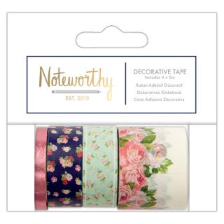 Samolepicí papírová washi páska sada - květiny - Graphic Florals (4ks)
