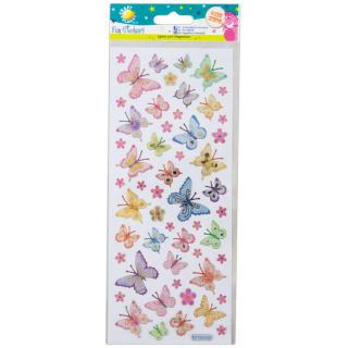 Samolepky třpytivé 10x23cm - Motýlci a květiny