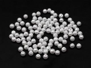 Skleněné voskové perly, bílé, různé velikosti varianta: 4mm