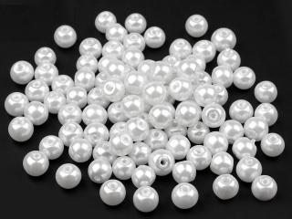 Skleněné voskové perly, bílé, různé velikosti varianta: 6mm