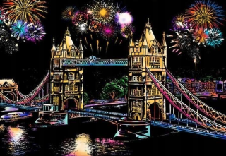 Škrabací obrázek v tubě- Londýn, Tower Bridge 75x52 cm