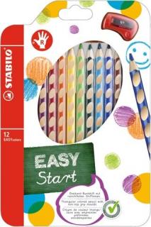 STABILO EASYcolors P Pastelky pro praváky - sada 12 barev s ořezávátkem