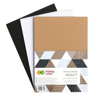 Vlnitý papír A4, sady varianta: Kraft 10ks( 5x hnědá, 3x bílá, 2x černá)