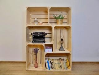 Dřevěná bedýnka KNIHOVNA 100x140x30cm Další úpravy: Nemám zájem o další úpravy, Povrchová úprava: Přírodní nebroušená