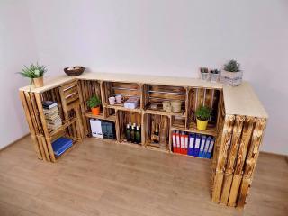 Dřevěná bedýnka PULT U 260x100x30cm Další úpravy: Voskování bedýnek 100% včelím voskem, Povrchová úprava: Barevná/patinovaná