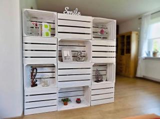 Velký paraván z bedýnek Další úpravy: Nemám zájem o další úpravy, Povrchová úprava: Barevná/patinovaná