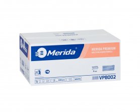Merida Papírové ručníky PREMIUM, 100% celulóza, bílé s modrým potiskem, 2-vrst., 3200 ks/kart.