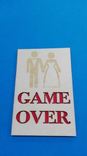 Dřevěné přání svatební GAME OVER ( Originální vtipné svatební přání )