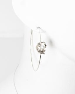 Dámské kruhové náušnice Barok s perlou Materiál: Stříbro 925/1000, Barva perly: Bílá