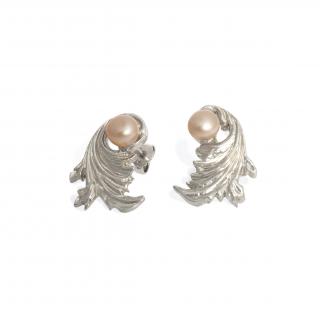 Dámské náušnice Barok delší s perlou Materiál: Zlato 585/1000, Barva perly: Růžová