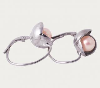 Dámské náušnice Bowpearls s perlou americké zapínání Materiál: Stříbro 925/1000, Barva perly: Růžová