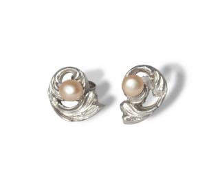 Dámské náušnice pecky Barok s perlou Materiál: Zlato 585/1000, Barva perly: Bílá