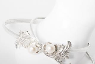 Dámský dvojitý náramek Barok s perlou Materiál: Stříbro 925/1000, Barva perly: Bílá