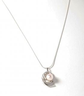 Dámský  menší náhrdelník Barok s perlou Délka řetízku: 40-45cm, Materiál: Stříbro 925/1000, Barva perly: Bílá