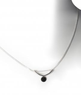 Dámský stříbrný minimalistický náhrdelník Luna s černou placičkou Délka řetízku: 40-45cm