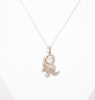 Dámský stříbrný náhrdelník Barok s perlou Délka řetízku: 40-45cm, Barva perly: Bílá
