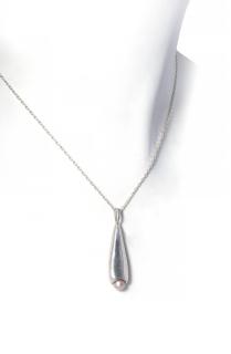 Dámský stříbrný náhrdelník Delf s perlou Délka řetízku: nad-70cm, Barva perly: Bílá