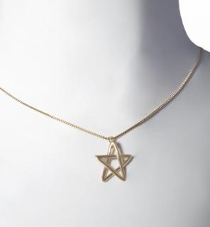 Dámský zlatý náhrdelník Pentagram Délka řetízku: 40-45cm