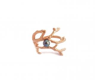 Masivní pozlacený prsten Berries dámský ze stříbra s perlou Velikost prstenu: 43 (13,7mm), Barva perly: Růžová