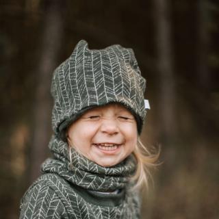 Merino čepice dvouvrstvá: JEHLIČÍ NA MECHOVĚ ZELENÉ 1-3 roky