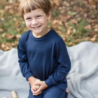 Merino tričko námořnická modrá (dlouhý rukáv) 5-7 let