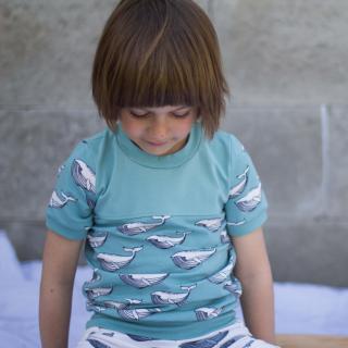 Tričko velryby biobavlna: tyrkys 1-3 roky