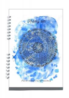 Papírový zápisník A5 s kroužkovou vazbou s motivem modrá mandala
