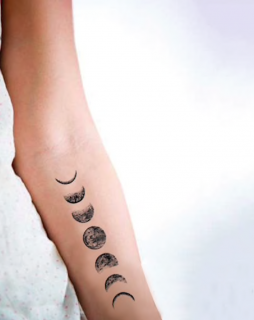 Fáze měsíce - Voděodolné tetování na nohu Černá
