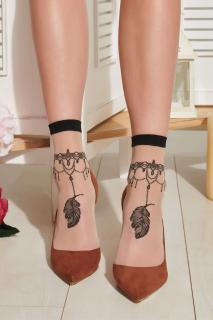 Ponožky s motivem tetování - Trasparenze (tělové, černé) ONE SIZE, Tělová
