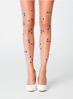 Tělové s CikCak vzorem tmavě modrých puntíků po celé části nohou - Virivee 2, Tělová