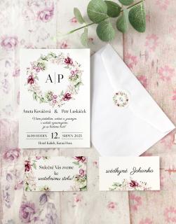 Svatební oznámení květinový věnec T6 tiskovina: obálka bílá