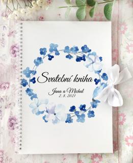 Svatební oznámení květinový věneček modrý tiskovina: svatební kniha A4 kroužková vazba