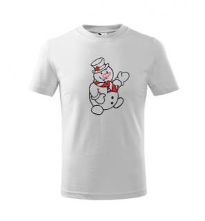 Dětské  vánoční tričko - červený sněhulák Barva: Bílá, Velikost: 8 let