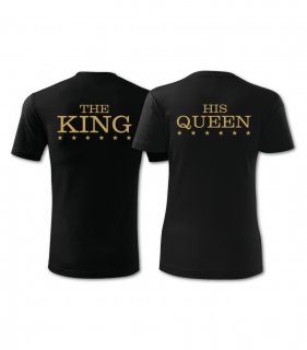 King & His Queen - Tričko pro páry Barva: Černá, Dámské tričko: XS, Pánské tričko: XXXL