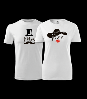 Mr. a Mrs. - Tričko pro páry Dámské tričko: S, Pánské tričko: XL