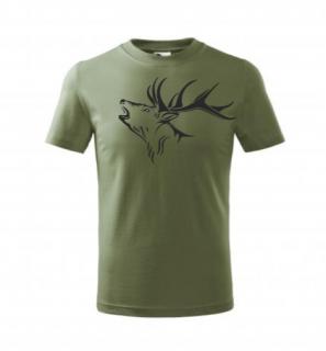 Pánské tričko - jelen Barva: Středně zelená, Velikost: XXL